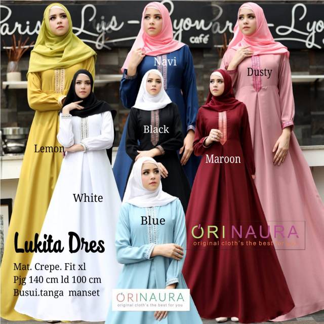 Gamis wanita/Lukita Dres /Dres muslim original murah