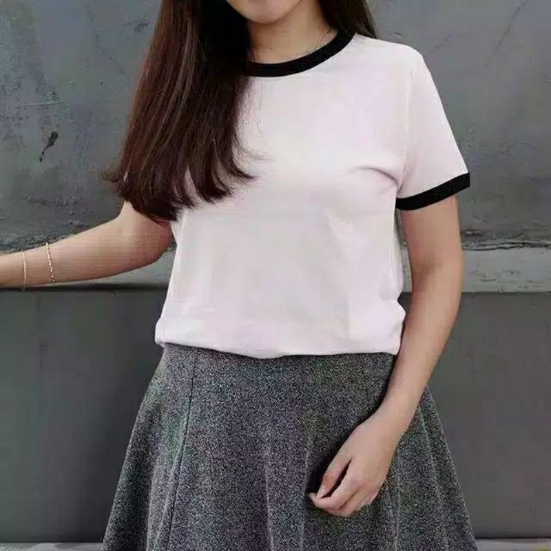 (COD HQASTORE) Tshirt RINGER TEE / KAOS PENDEK POLOS WANITA/KAOS WANITA MURAH RINGER TEE