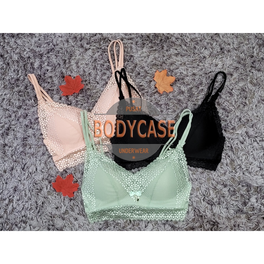 Bra bh wanita renda sexy busa tipis tanpa kawat