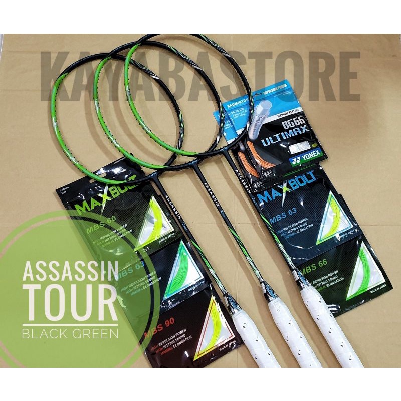 Raket Badminton Maxbolt Assassin Tour Black Green + Senar