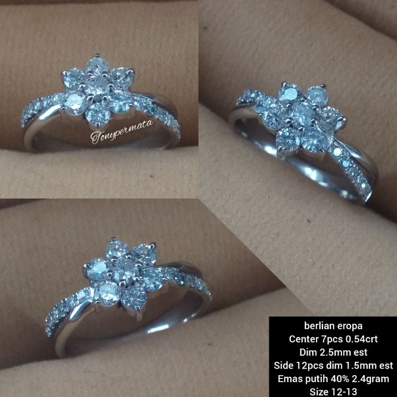 Cincin Emas berlian model bunga