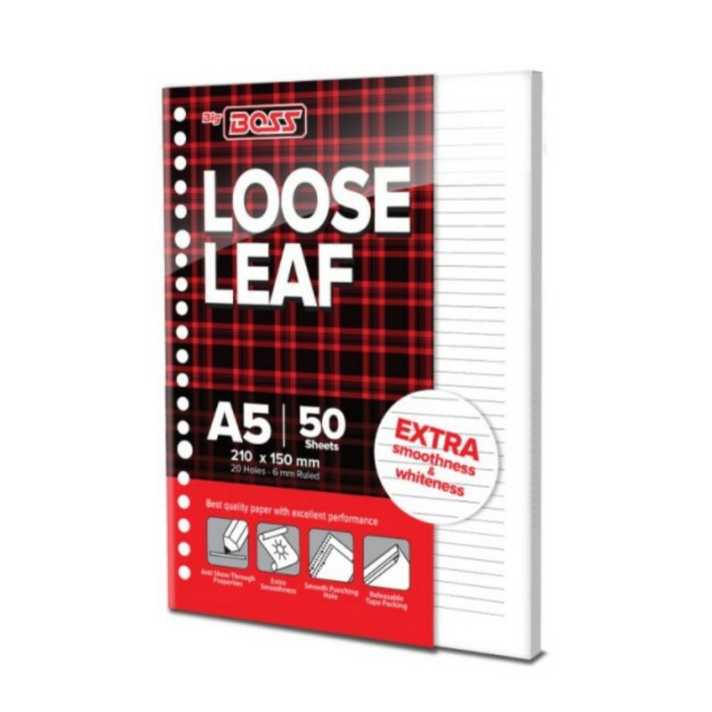 Kertas File Loose Leaf Isi Binder BigBoss A5 50 Lembar