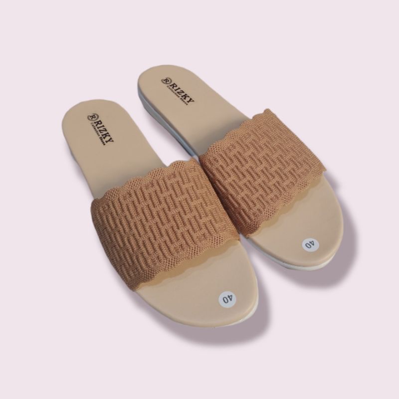Sandal Slop Rajut Teplek Sandal Wanita Model Kekinian