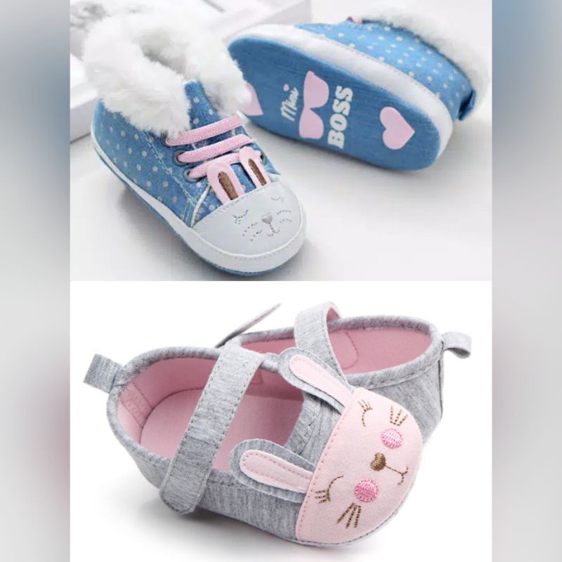 sepatu boots bunny / prewalker kelinci import / sepatu bulu