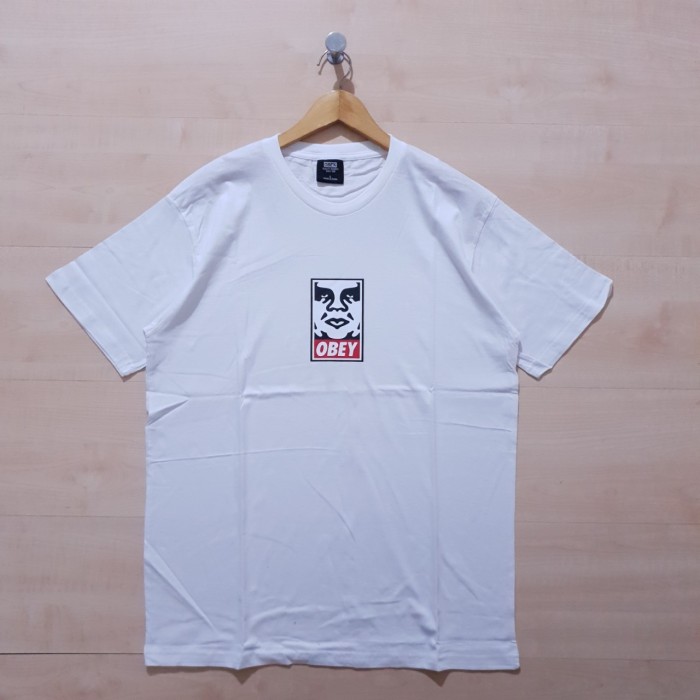 KAOS T SHIRT OBEY SMALL LOGO TEE WHITE - M