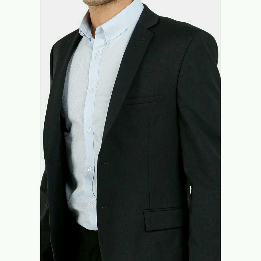 BLAZER COWOK HITAM NEW CHRIS SLIMFIT BAHAN HIGH TWIST - BLAZER NIKAH WISUDA