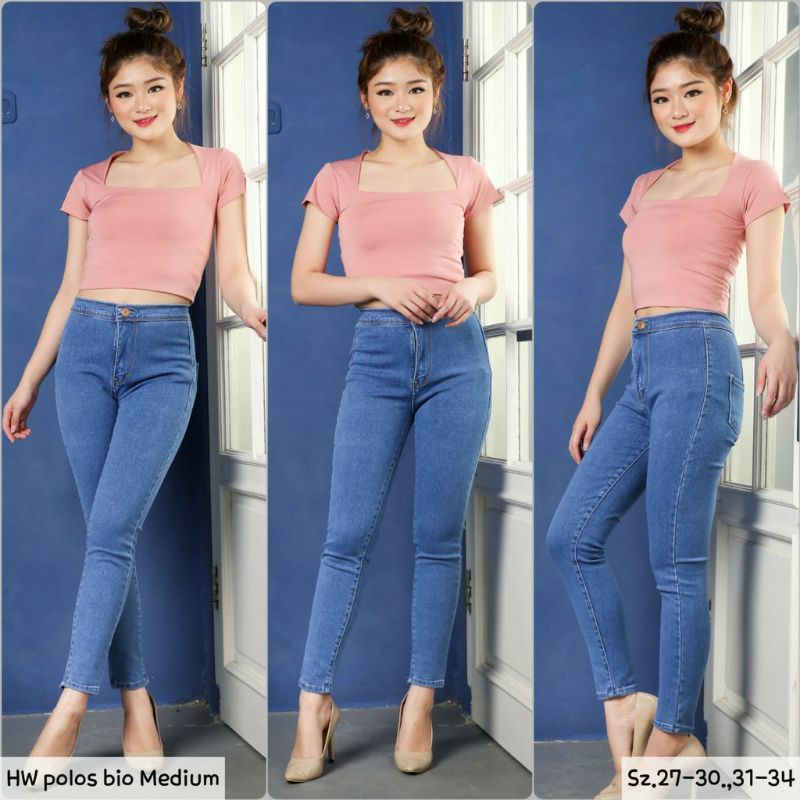 Rk,CELANA HIGH WAIST/HW JEANS WANITA/CELANA HW(HW POLOS)