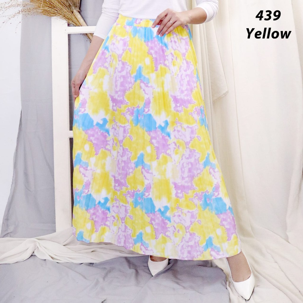 ROK PLISKET PRINTING 439 LUVALINE ROK PLISKET PANJANG PLEATED SKIRT FLARE SKIRT MAYUNG FLOWY REMPEL