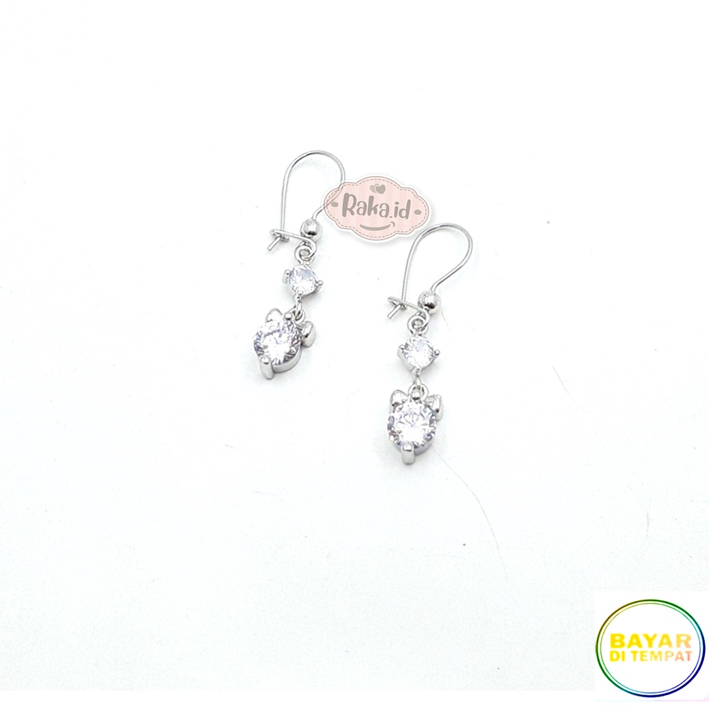 Anting Clip / Klip Motif 2 Mata Dasi Perhiasan Aksesoris Wanita 1171