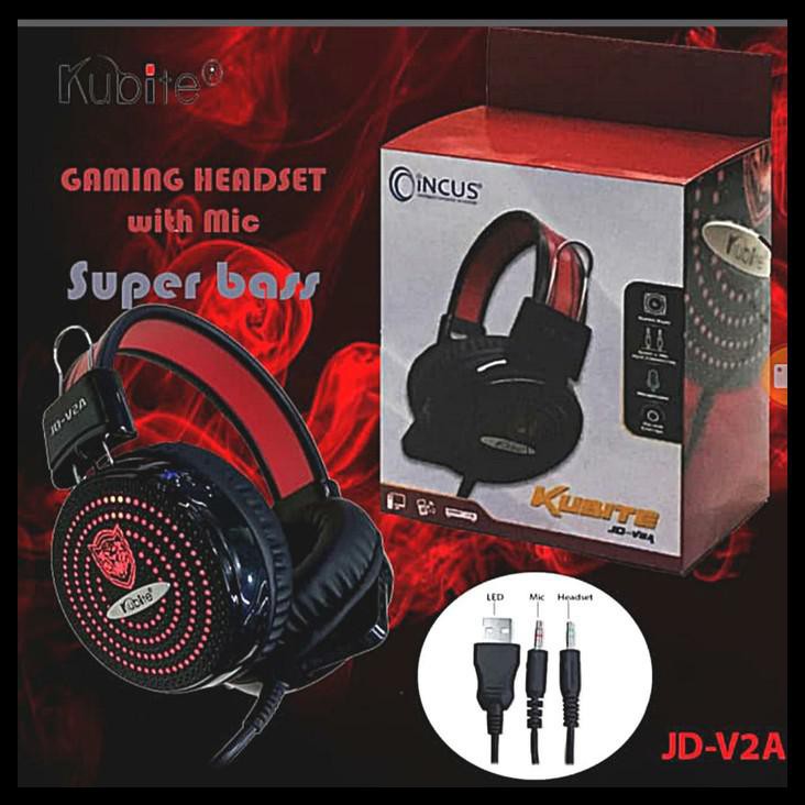 HEADSET GAMING/HEADSET GAME INCUS JD-V2A MICRIPHONE WHITE LAMPU LED