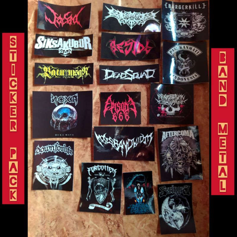 Stiker Pack Band Metal Indonesia Stiker Gitar Isi 17 Sticker Variasi Guitar