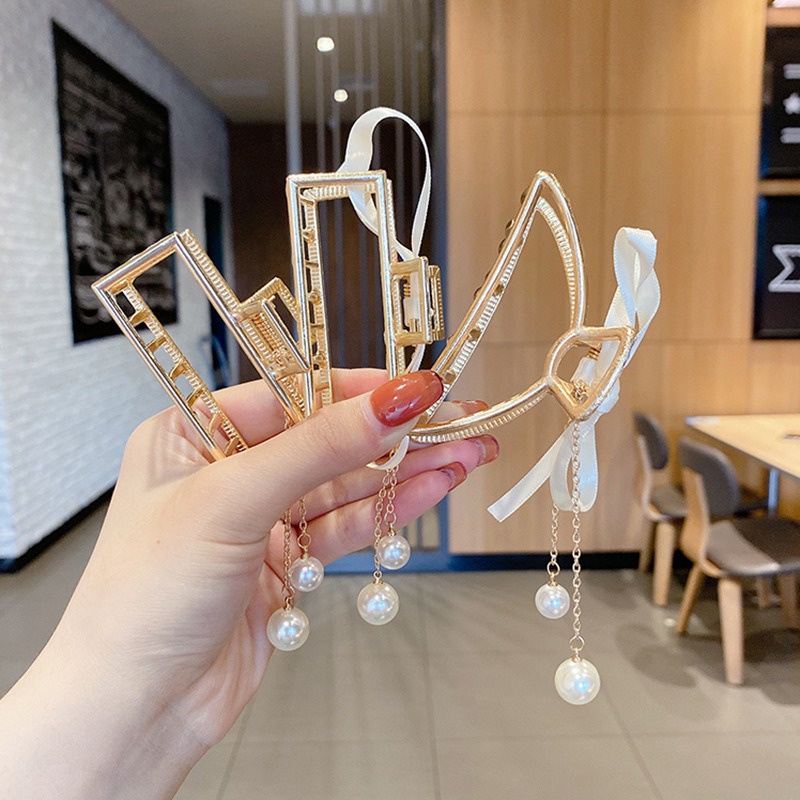 Jepit Rambut Korea Bahan Alloy Jedai Logam Jumbo Jepit Salon Besi Kupu Kupu dengan Pita Butterfly Metal Hair Claw Clips