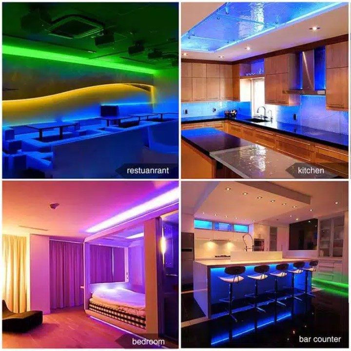 Lampu Tidur Aesthetic LED Strip Lamp Dinding Rumah Minimalis Lighting RGB 5 MTR IP44 3528 SMD 5050 A