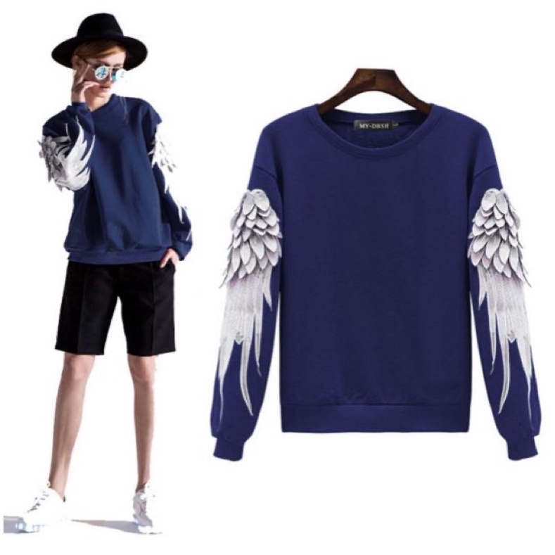 SWEATER IMPORT PRIA WANITA ASIA EROPA KOREA AMERIKA ORIGINAL WINGS BORDIR TIMBUL S-3XL JY3