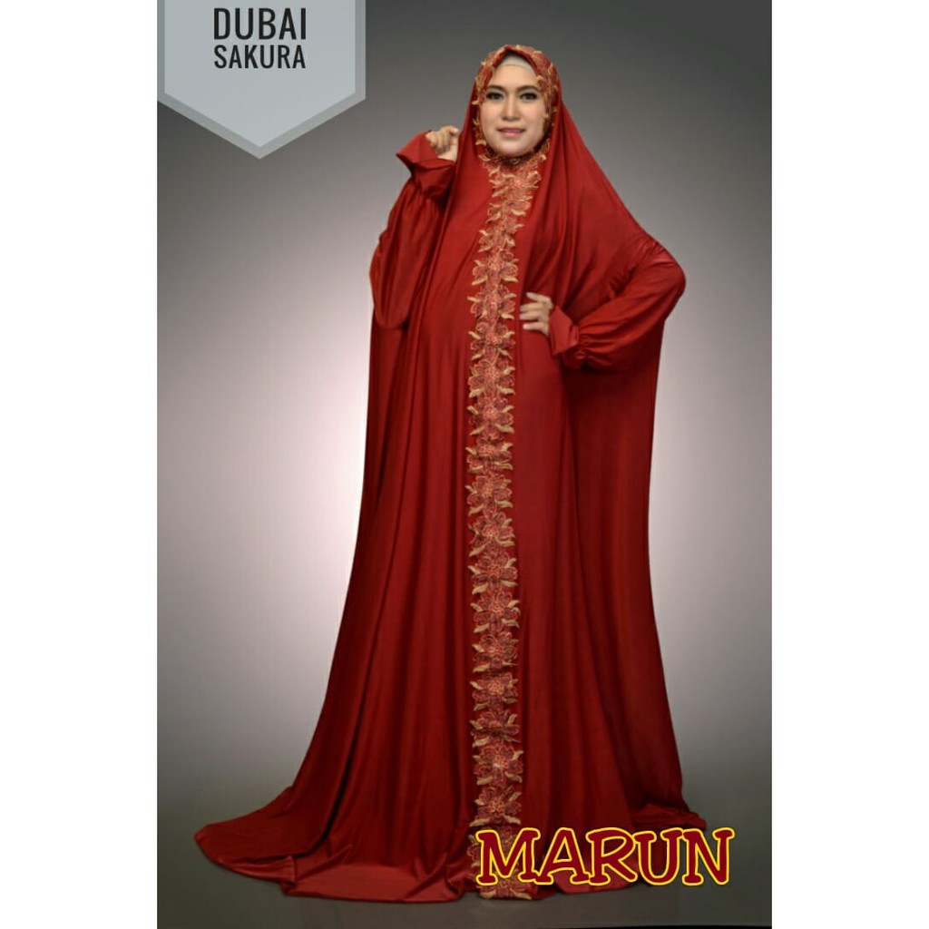 TERBARU MUKENA TERUSAN LANGSUNGAN SUPER JUMBO MUKENAH TERUSAN RENDA MAROON