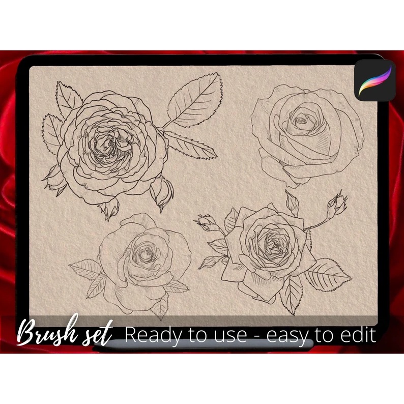 Procreate Brush - Roses Stencil Brushes Stamp