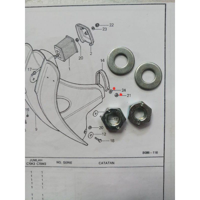 baut bando sayap honda c50 c70 pispot c70 mk