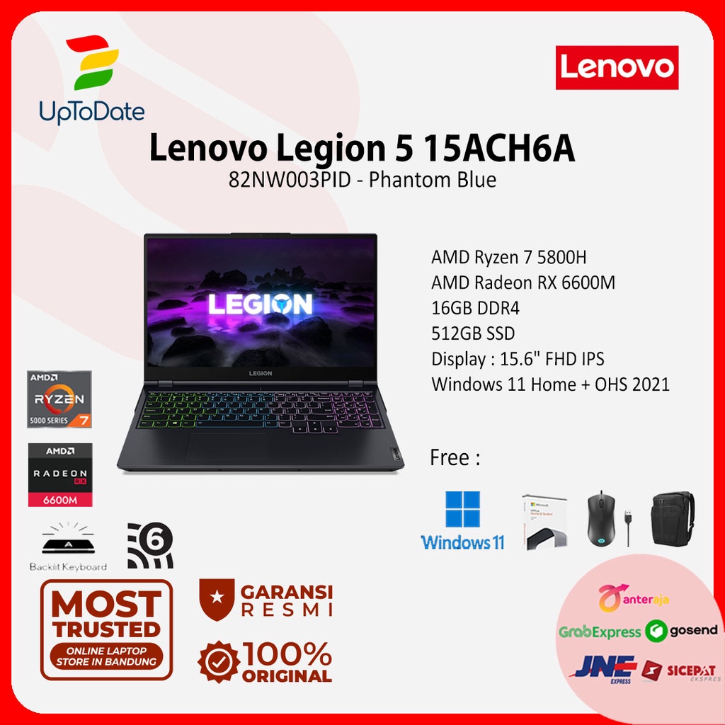 Lenovo Legion 5 15ACH6A 3PID Ryzen 7 5800H 16GB 512GB RX6600M W11+OHS