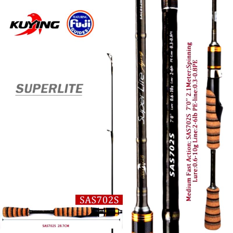 Rod / Joran Casting - Kuying SuperLite Ajing Spinning SAS702 S (Pack Pvc)
