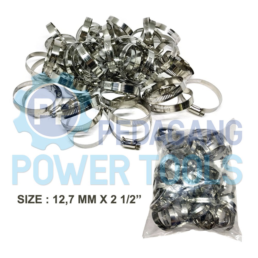 KLEM SELANG BISON 2-1/2&quot; INCH STAINLESS STEEL HOSE CLIPS - ISI 100 PCS