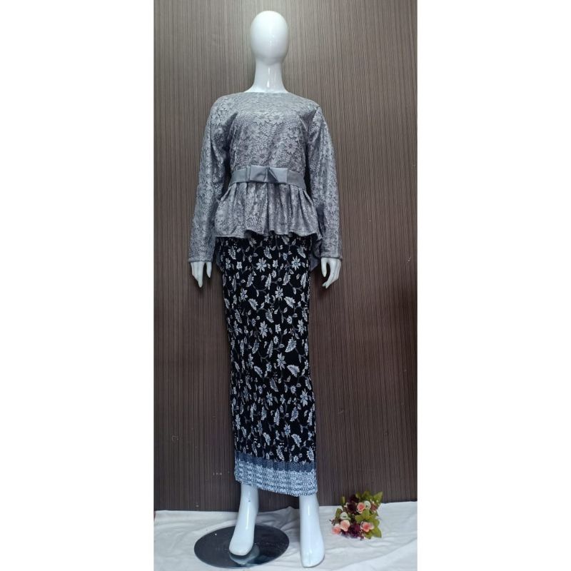 IndahKebaya | REAL PICTURE KEBAYA SETELAN BROKAT AURORA / NAVY DUSTY MOCCA COKSU GOLD NAVY SILVER