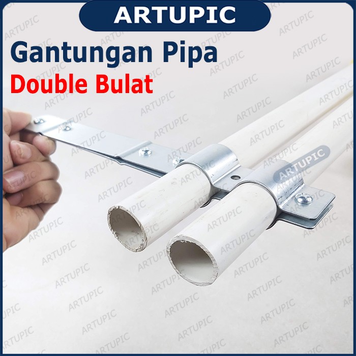 Gantungan Pipa Double Bulat S-hook S-hanger Gantungan Besi Stainlees Jalur Minum Kandang Ayam Daging