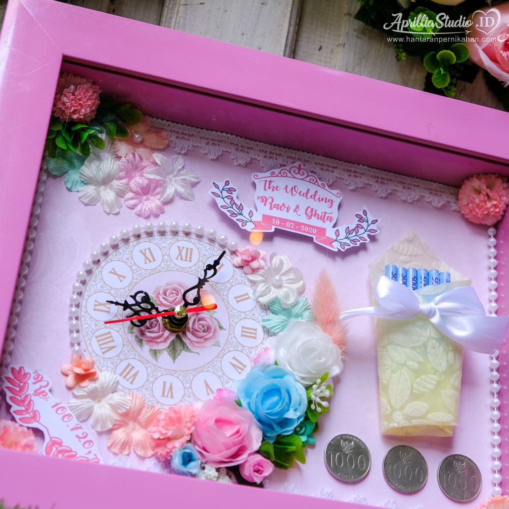 MAHAR PERNIKAHAN BINGKAI UANG SHABBY PINK