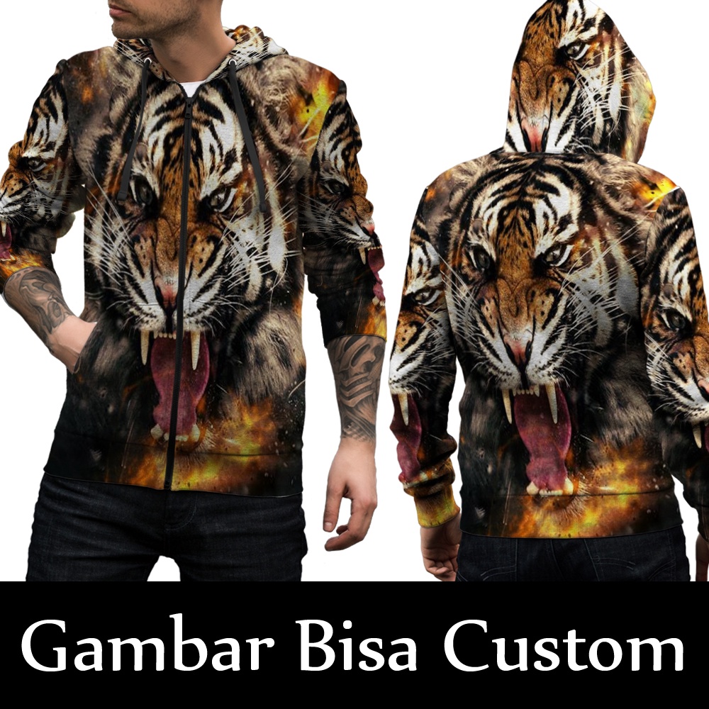 Jaket Harimau Sumatra / Jaket Hoodie Pria Harimau Sumatra Fullprint / Jaket Sweater Hoodie Harimau P