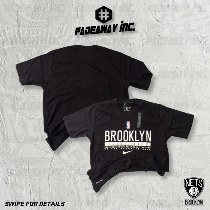 Tshirt - Baju Kaos Basket Nike NBA Brooklyn Nets - Hitam V2