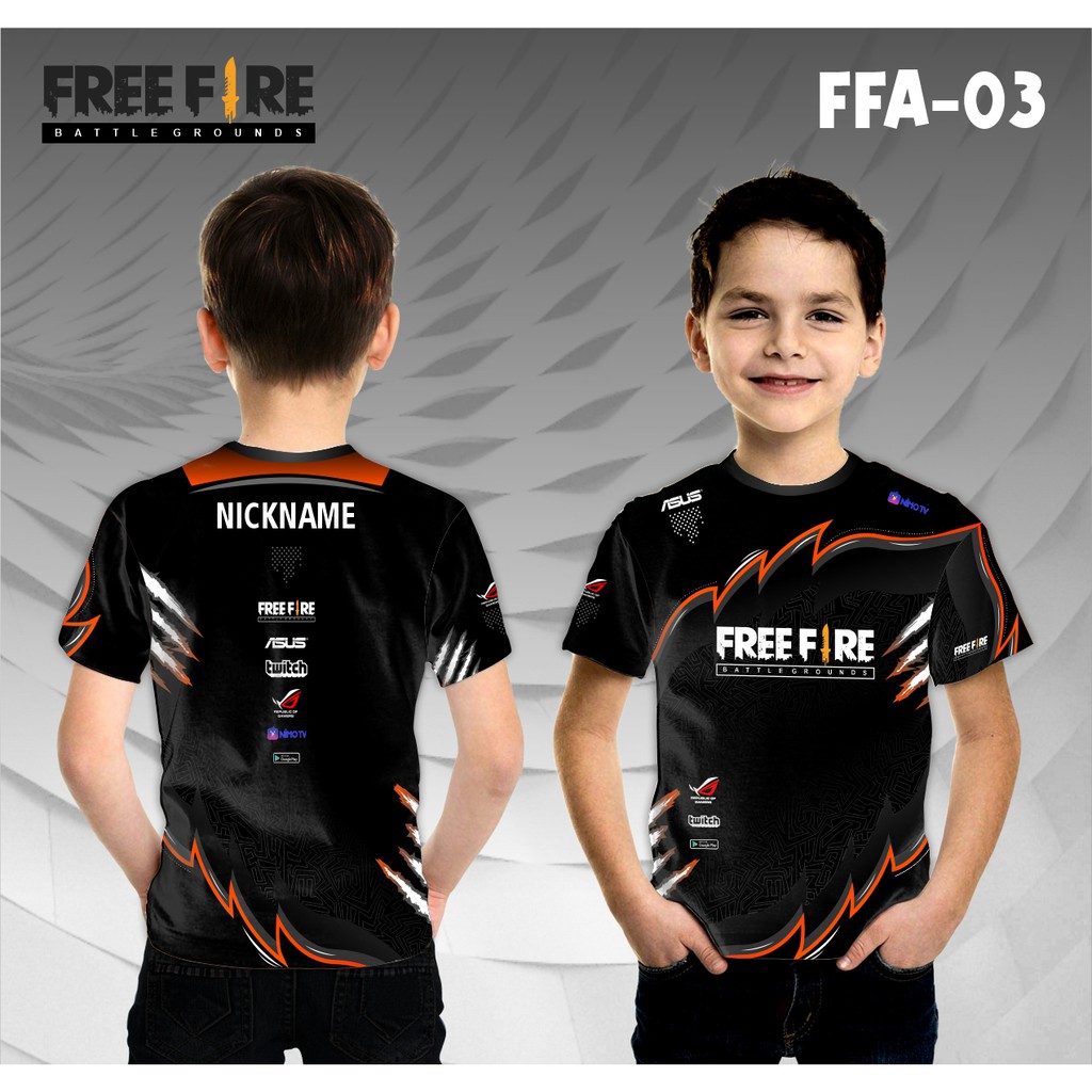 Jersey e sport anak free fire baju freefire rog kaos gamer ff