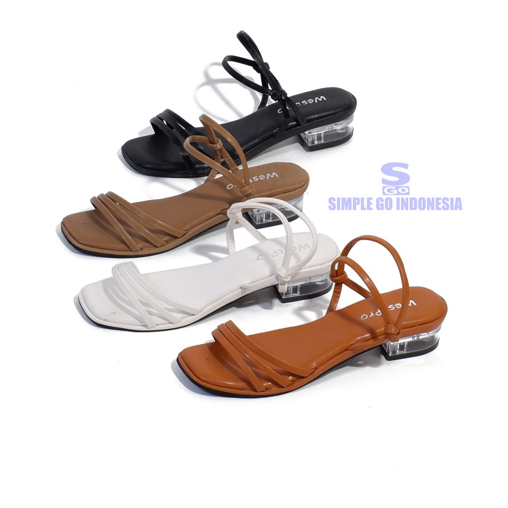 Sandal heels wanita dewasa sendal hak kaca wanita terbaru original Sendal Wespro 04 model tali 37-40