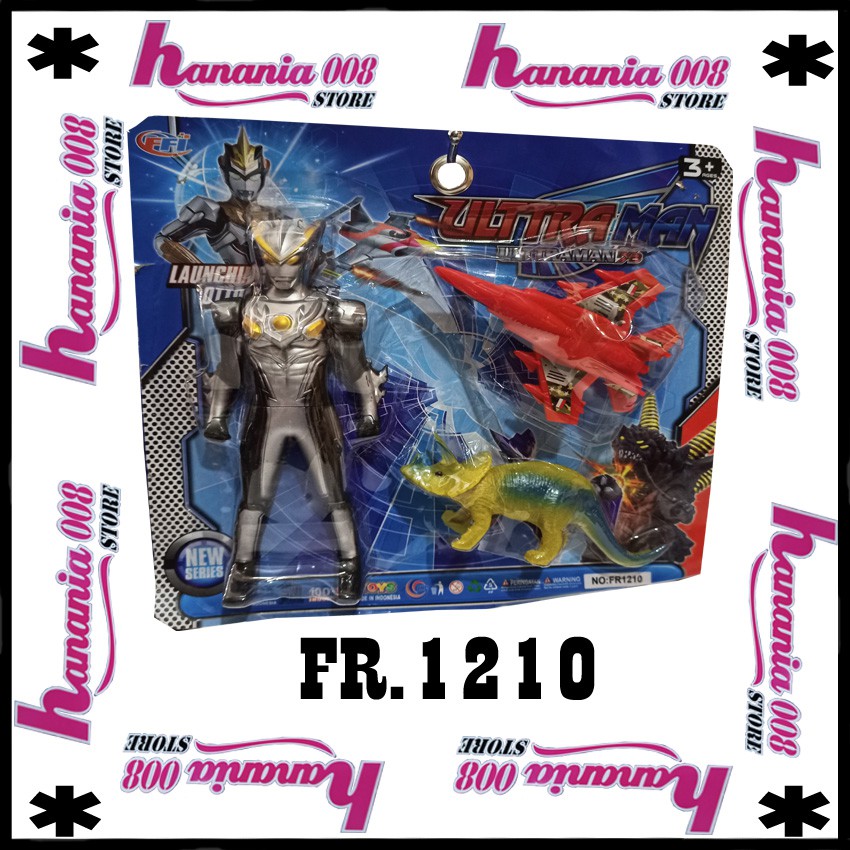 FR.1210 Mainan Robot Ultraman + Pesawat Dan Hewan Badak