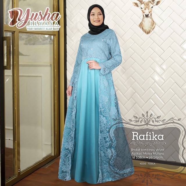 High Quality Gamis Brokat Kombinasi Velvet Pakaian Wanita Murah Cantik Shopee Indonesia