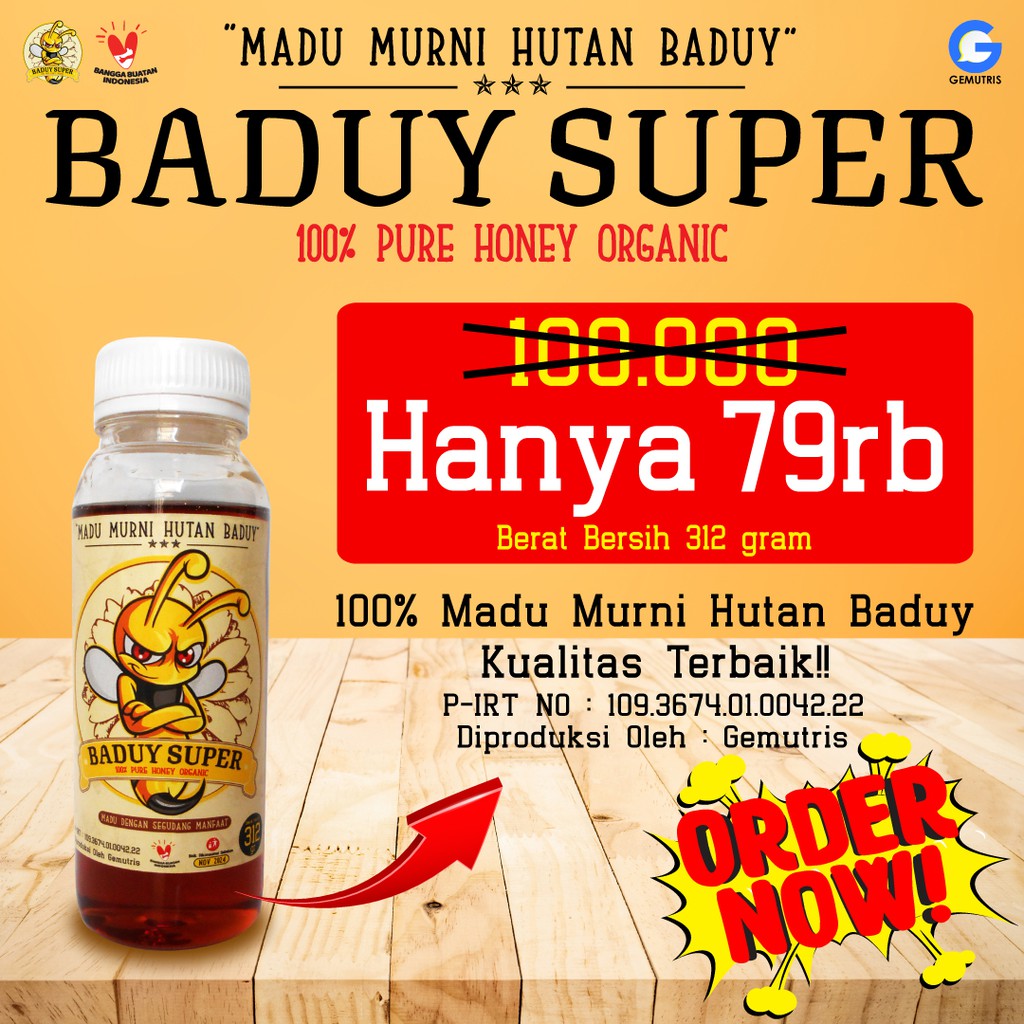 

Madu Murni Hutan Baduy - Baduy Super Gemutris - 100% Madu Murni Isi 312gram BERGARANSI !!