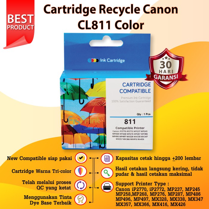 Cartridge Recycle Canon CL 811 CL-811 Color, Cartridge Refill CL811 Ip2770 Mp287 Mp237 mx366 Mp258