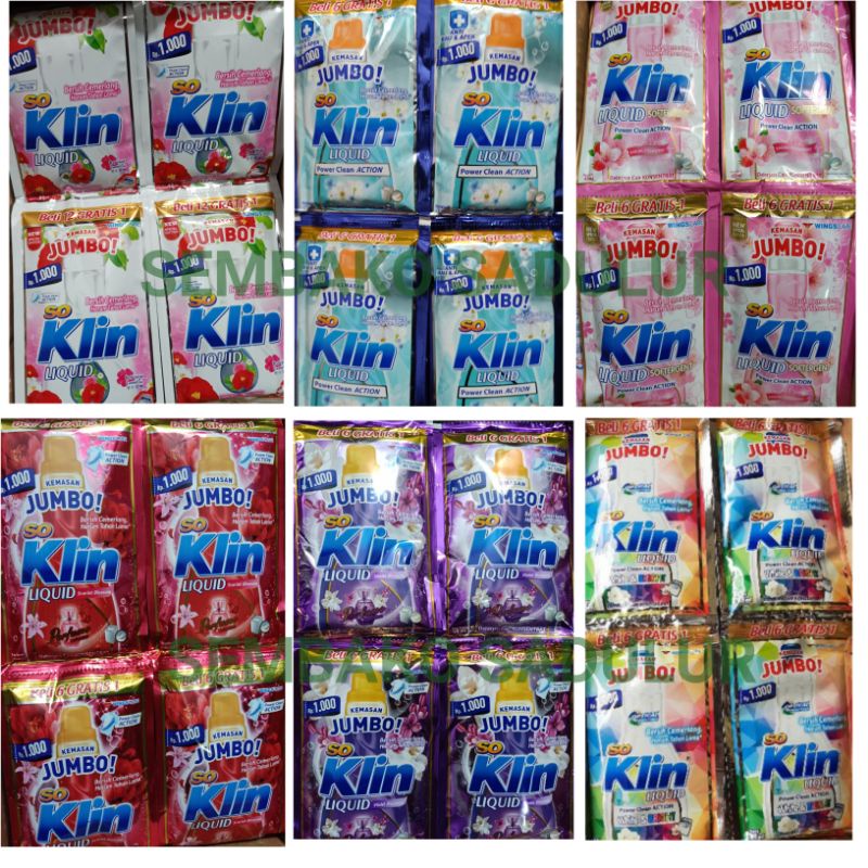 SOKLIN CAIR SACHET JUMBO - SOKLIN LIQUID JUMBO 1RENCENG ISI 12+2