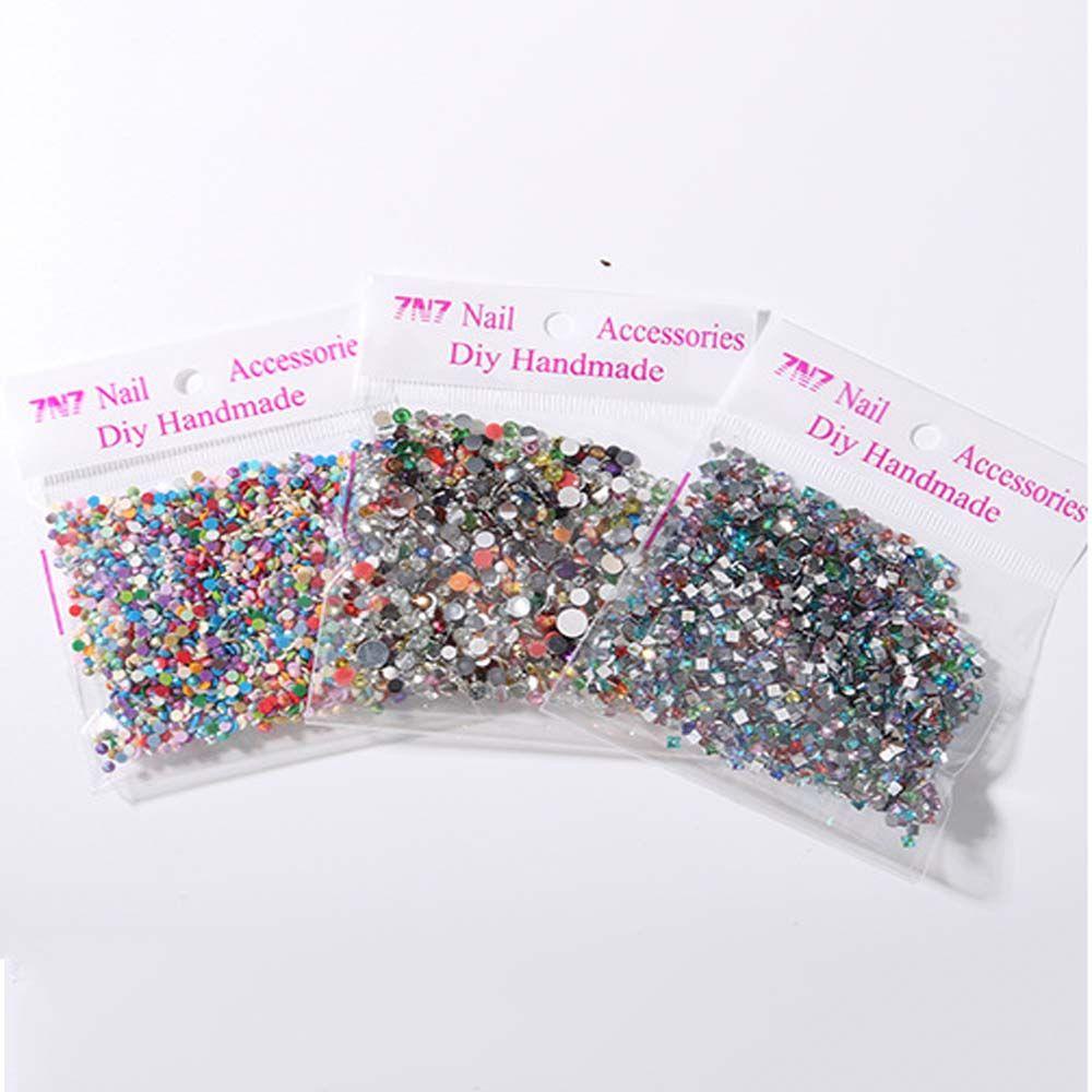 AUGUSTINA Agustina Dekorasi Nail Art 3D Flat bottom Shaped Nail Tips Hiasan Kuku Warna Campur Flat bottom round Rhinestones Kristal Nail Charms