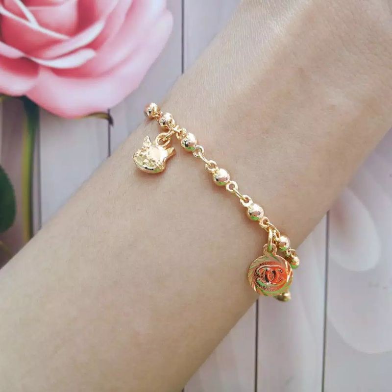 [BAYAR DITEMPAT] Gelang Tangan/Gelang Kaki Bayi Lapis Emas Gelang Xuping Hello Kitty Bayi Lonceng