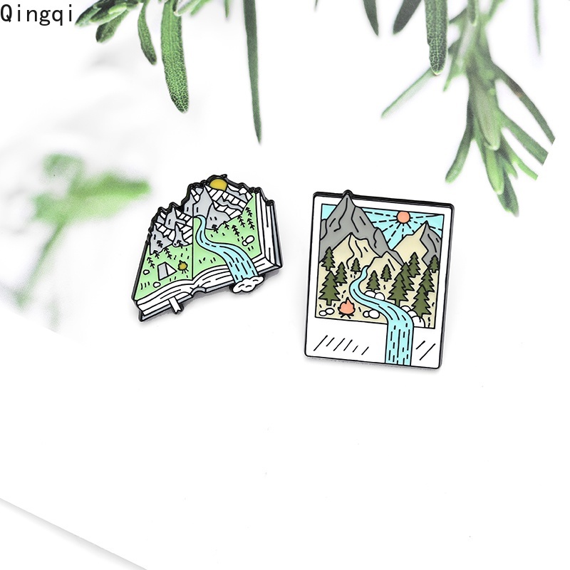 Bros Pin Enamel Desain Gunung Hutan Untuk Hadiah Teman