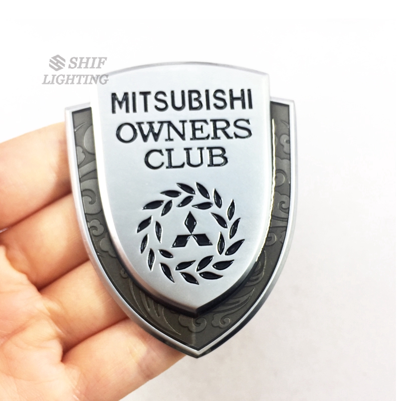 1pc Stiker Emblem Logo Mitsubishi Owners Club Bahan Metal Warna Emas Untuk Mobil Mitsubishi