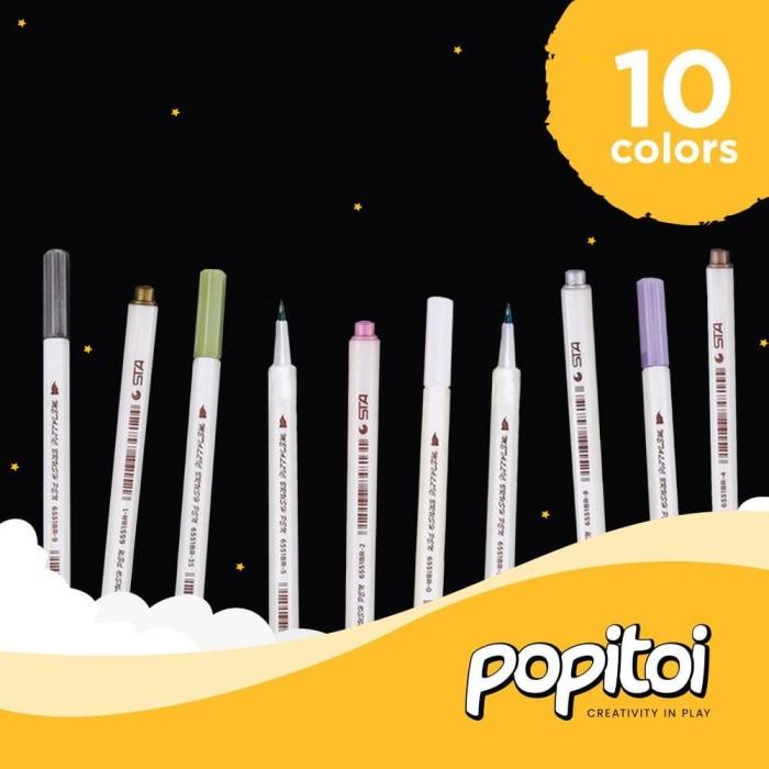 

READY! STA METALLIC BRUSH PEN SET 10 COLORS ALAT LUKIS MURAH TERLENGKAP AL3