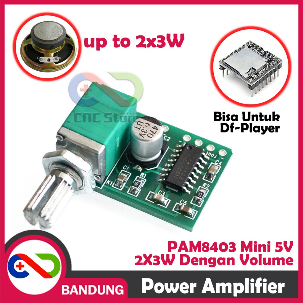 PAM8403 MINI 5V DIGITAL POWER AMPLIFIER 2X3W XTW8403 POTENTIO SWITCH