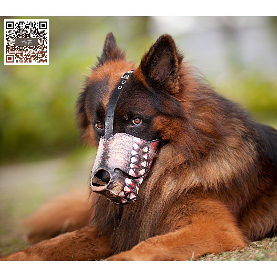 HECTOR Pictura Leather Painted Dog Muzzle Brangus Anjing Lukis Brongsong Masker Anjing Besar K9
