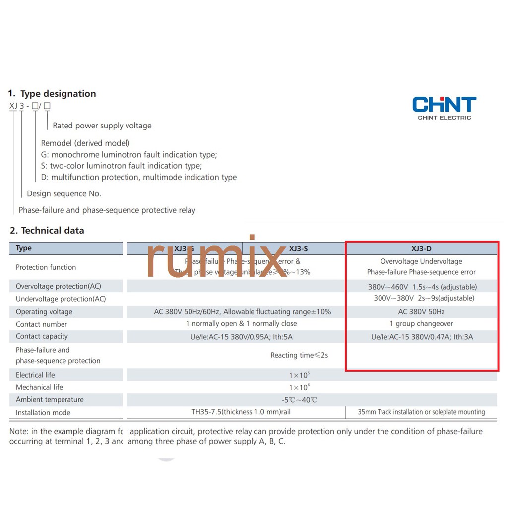 Phase Failure Relay Chint XJ3-D Chint Xj3D 308V AC Over Under Voltage Protector Sequence Original