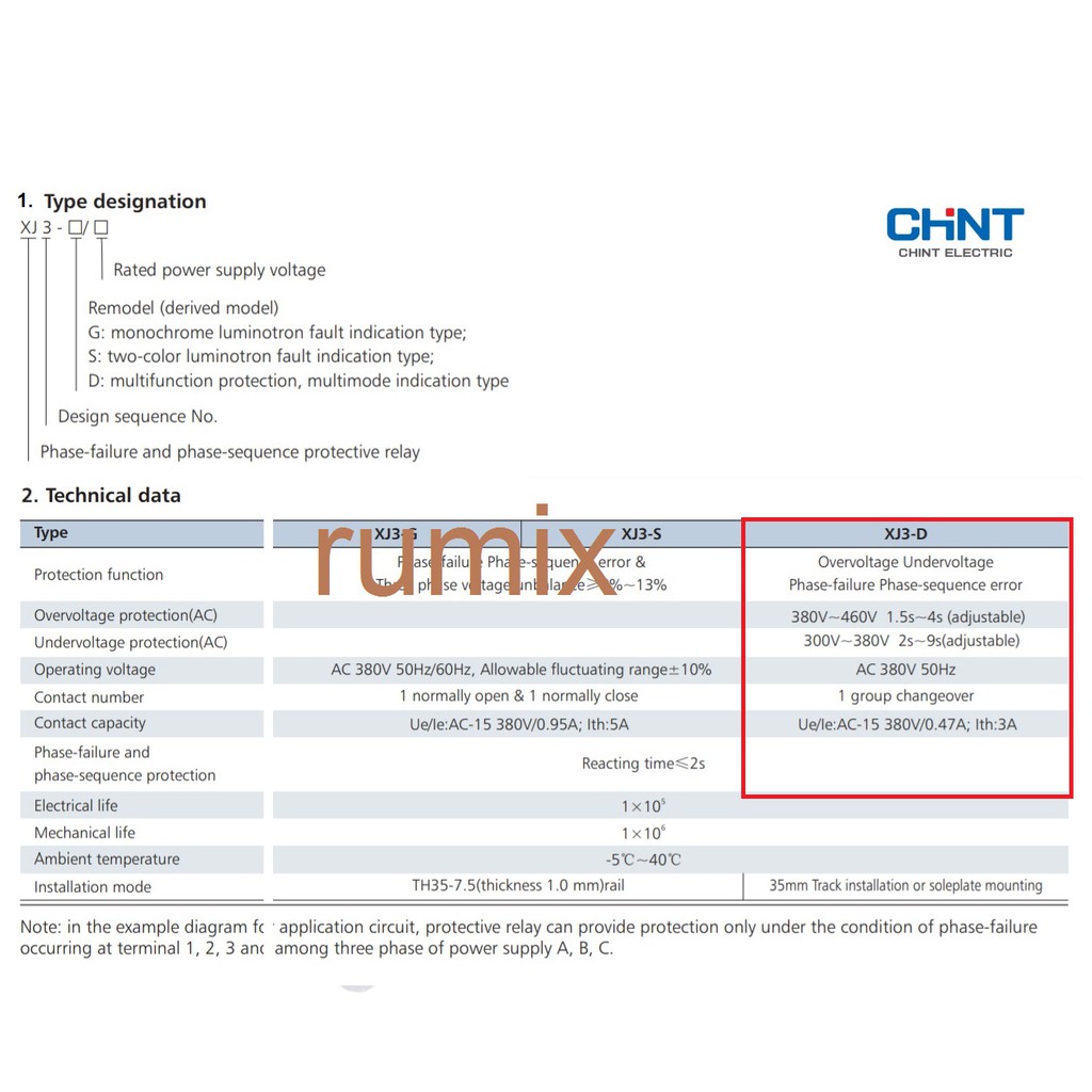 Phase Failure Relay Chint XJ3-D Chint Xj3D 308V AC Over Under Voltage Protector Sequence Original