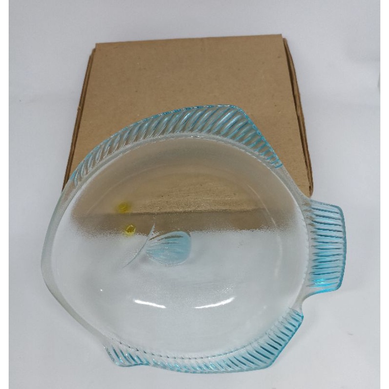 Piring Ikan / Piring Mangkok Kaca Bentuk Ikan / Piring Mangkuk Makan / Wadah Saji / Piring Makan