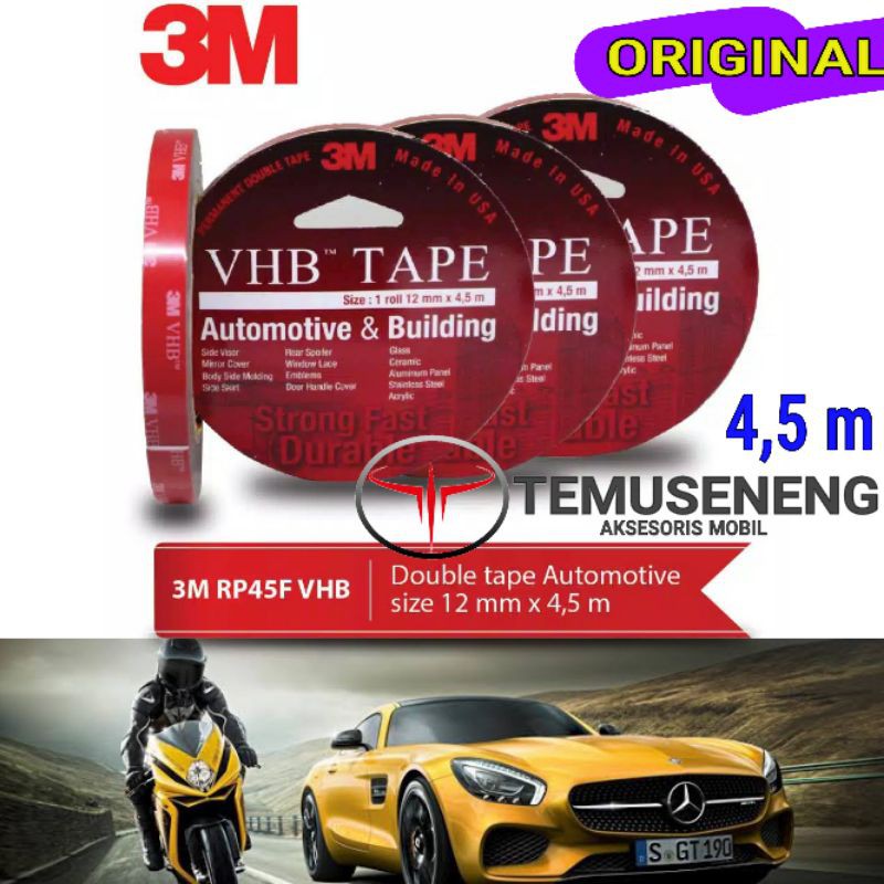 Double Tape Vhb 3M Original Panjang 4,5 M Super Lengket Super Kuat Ori Perekat Bangunan Mobil Motor