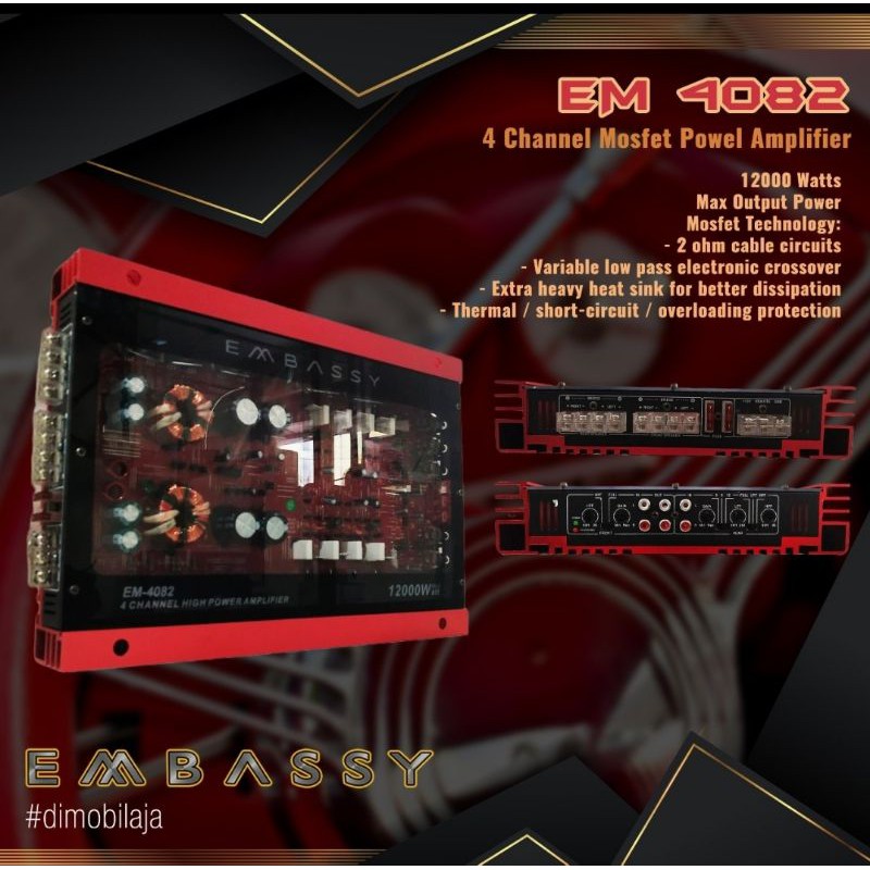 Jual Power mobil 4 Channel Embassy transparan Indonesia|Shopee Indonesia