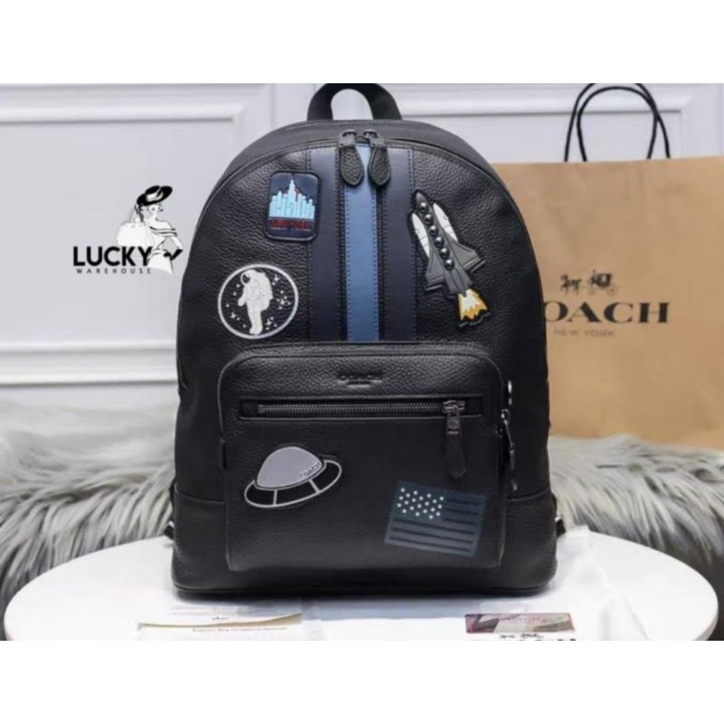 Coach West Backpack With Varsity Stripe & Space Patches - ORIGINAL100%
