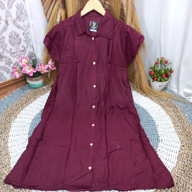 Daster Viral Polos full Kancing bahan rayon